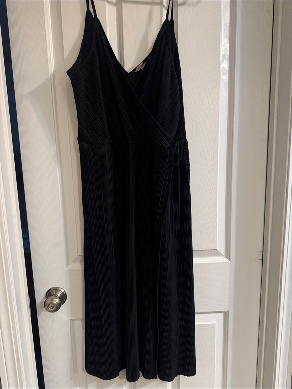 H&M Black Pleated Wrap Midi Dress